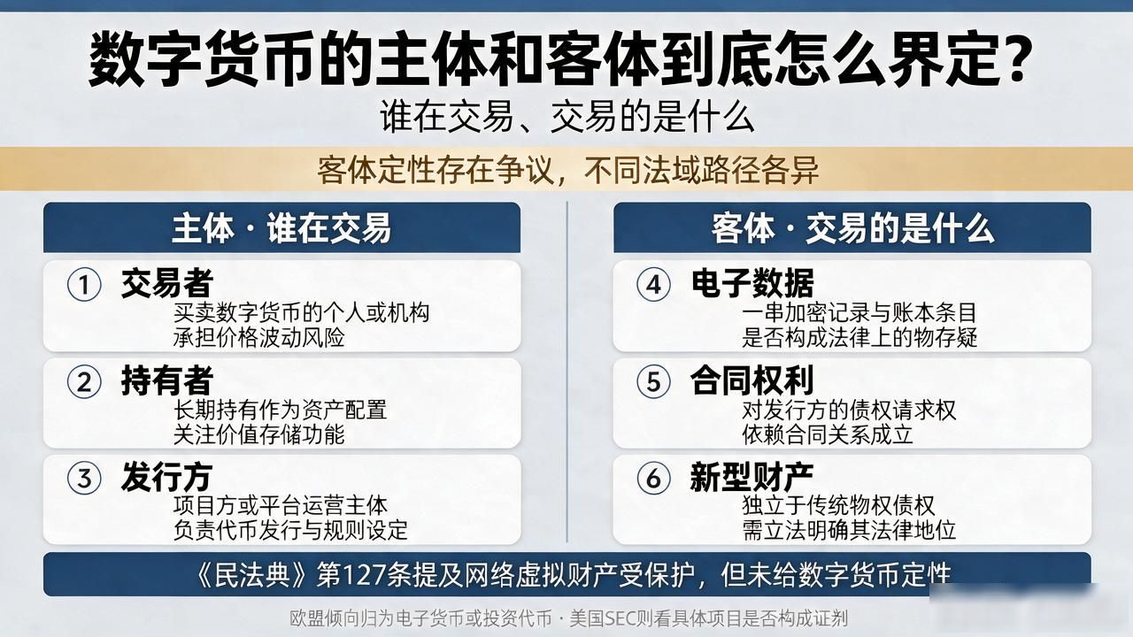 数字货币的主体和客体到底怎么界定？谁在交易、交易的是什么