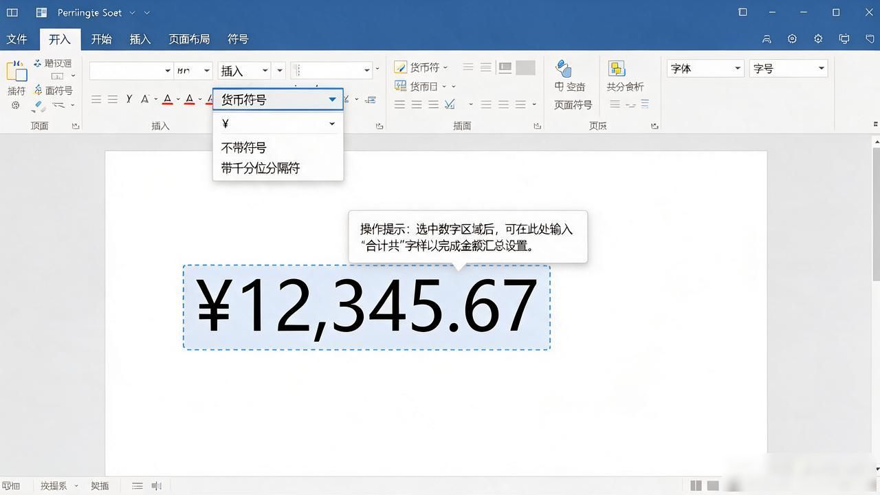 Word中数字怎么设置成货币格式？带¥符号的操作方法